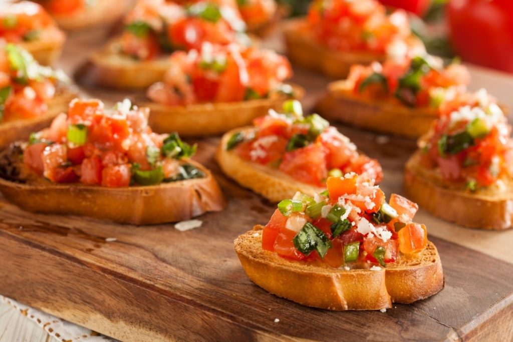 Bruschetta - catering food ideas for engagement parties
